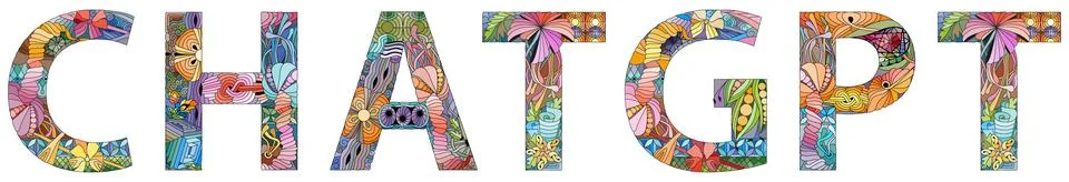 Word CHATGPT. Vector zentangle object for decoration イラスト素材