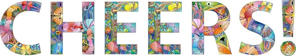 Word CHEERS. Vector zentangle object for decoration Stockillustratie