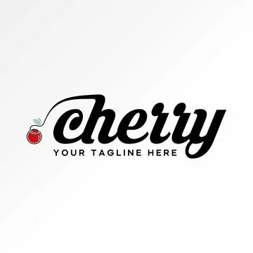 Word Cherry font fruit organic fresh juicy harvest botanical berry sweet 库存插图
