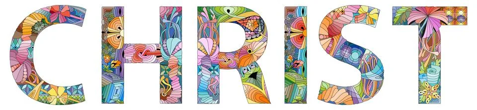 Word Christ. Vector zentangle object for decoration Ilustración de archivo