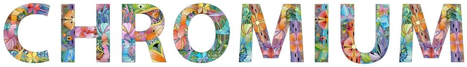Word CHROMIUM. Vector zentangle object for decoration Illustrazione stock
