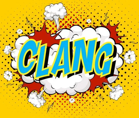 Word Clang on comic cloud explosion background Stock Illustration
