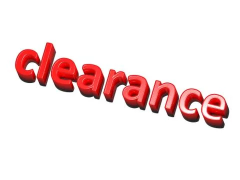 The word clearance, red on white background Stock Illustration