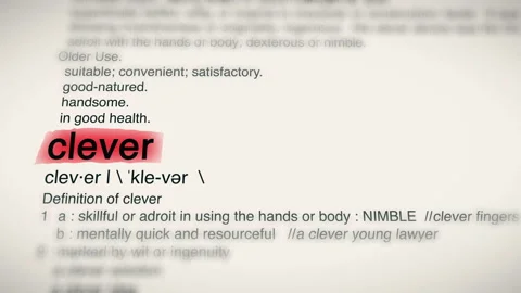 The Word Clever Red Highlighted in a Dictionary Animation Stock Footage 191281877