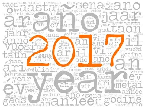 Word cloud 2017 in different languages Stock Illustration