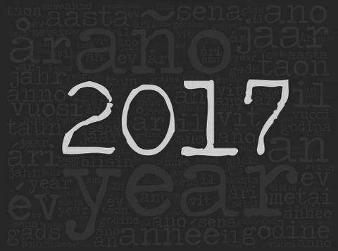 Word cloud 2017 in different languages Stock Illustration