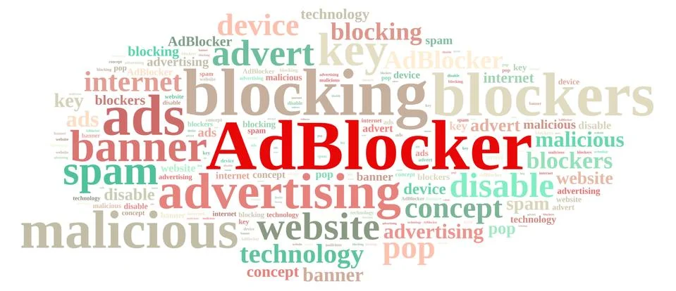 Word cloud on ad blockers. Stock Illustration