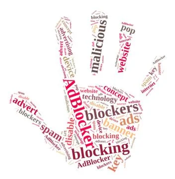 Word cloud on ad blockers. Stock Illustration