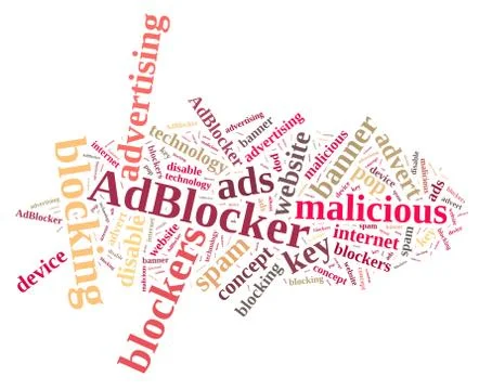 Word cloud on ad blockers. Stock Illustration