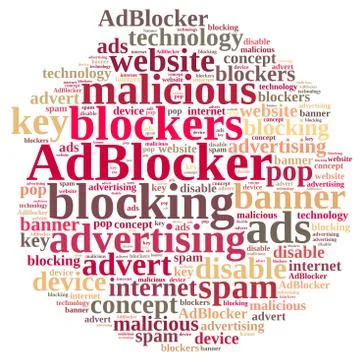 Word cloud on ad blockers. Stock Illustration