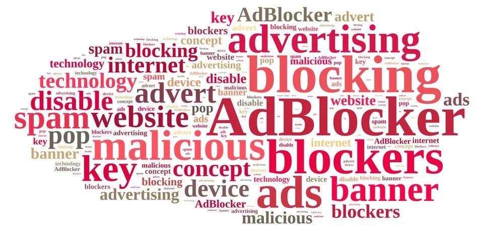 Word cloud on ad blockers. Stock Illustration
