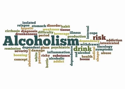 Word Cloud with ALCOHOLISM concept create with text only Stock Illustration