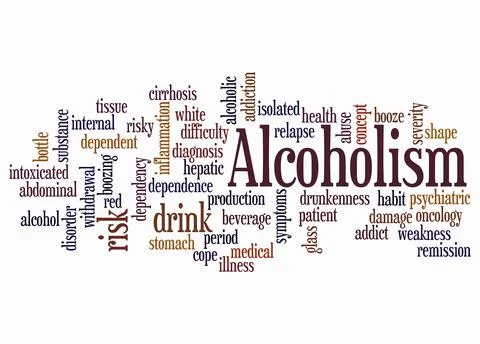 Word Cloud with ALCOHOLISM concept create with text only Stock Illustration