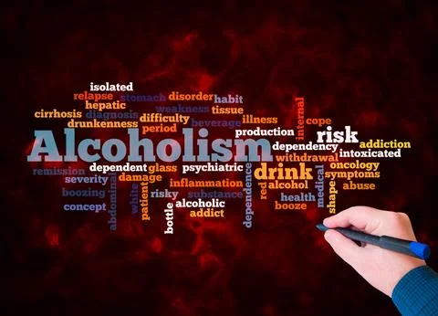 Word Cloud with ALCOHOLISM concept create with text only Stock Illustration