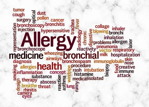 Word Cloud with ALLERGY concept create with text only Illustrazione stock