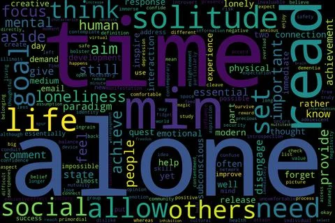 Word cloud of alone concept on black background. Stock Photos