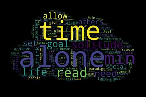 Word cloud of alone concept on black background. Stock Photos