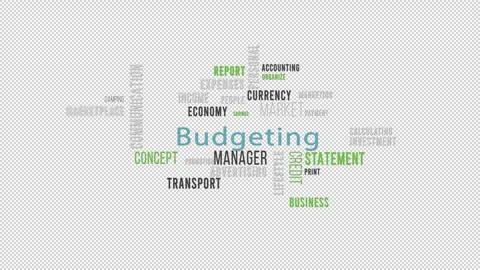 Word Cloud Alpha Backround Budgeting Side Video stock 291699136