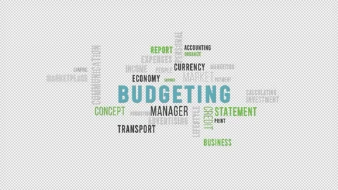 Word Cloud Alpha Backround Budgeting Video stock 291699283