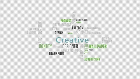 Word Cloud Alpha Backround Creative Side Stock Footage 291699037