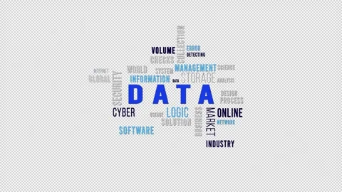 Word Cloud Alpha Backround DATA Blue Side Stock-Footage 291688369