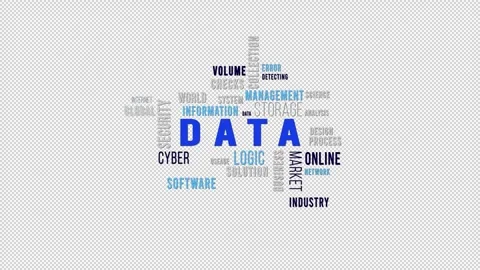 Word Cloud Alpha Backround DATA Blue Stock Footage 291688532