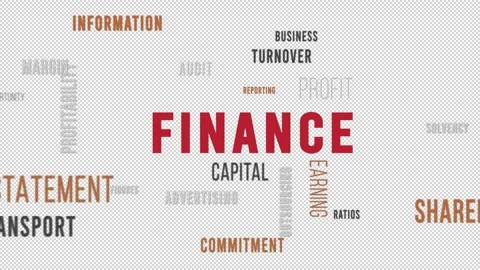 Word Cloud Alpha Backround Finance 스톡 동영상 291700570