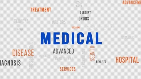 Word Cloud Alpha Backround Medical Side Stock Footage 291690191