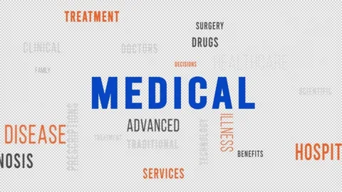 Word Cloud Alpha Backround Medical Video stock 291690769
