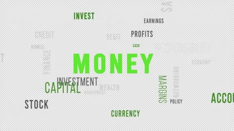 Word Cloud Alpha Backround Money Side Video stock 291690892