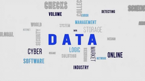 Word Cloud Alpha Data Blue Side Stock Footage 248539282