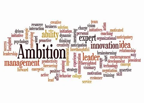 Word Cloud with AMBITION concept create with text only Illustrazione stock