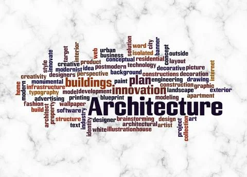 Word Cloud with ARCHITECTURE concept create with text only Stock Illustration