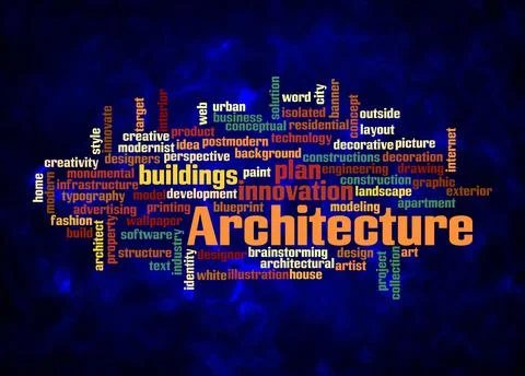 Word Cloud with ARCHITECTURE concept create with text only Stock Illustration