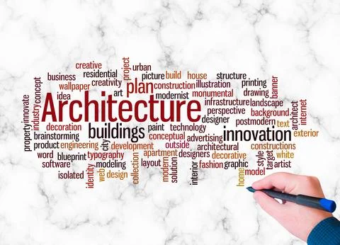 Word Cloud with ARCHITECTURE concept create with text only Stock Illustration