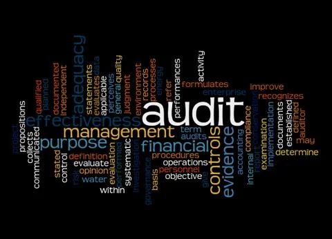 Word cloud of audit and its related words Stock Illustration
