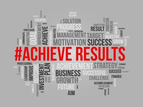 Word cloud background concept for Achieve Results. Marketing growth, financ.. Stock Illustration