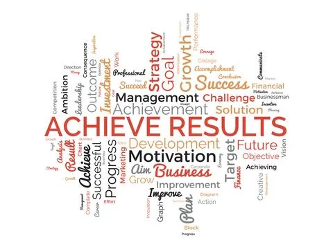 Word cloud background concept for Achieve Results. Marketing growth, financ.. Stock Illustration