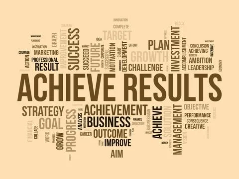 Word cloud background concept for Achieve Results. Marketing growth, financ.. Stock Illustration