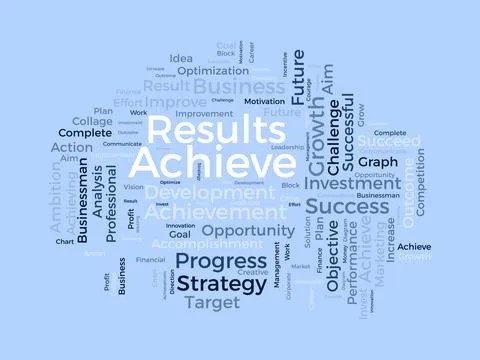 Word cloud background concept for Achieve Results. Marketing growth, financ.. Stock Illustration