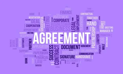 Word cloud background concept for Agreement. Corporate contract document, l.. Stock Illustration