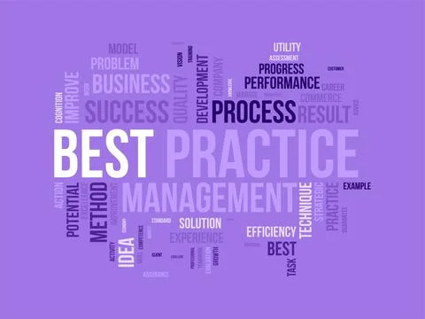 Word cloud background concept for Best Practice. Quality improvement with d.. Stock Illustration