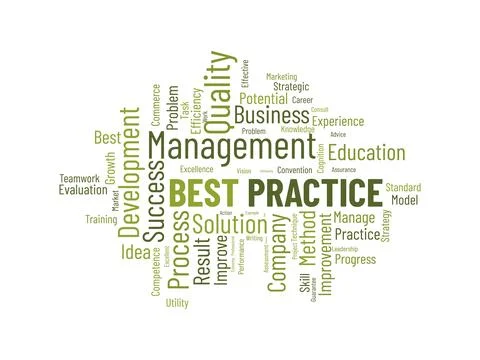 Word cloud background concept for Best Practice. Quality improvement with d.. Stock Illustration