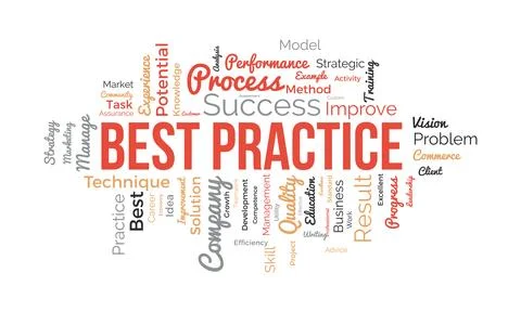 Word cloud background concept for Best Practice. Quality improvement with d.. Stock Illustration