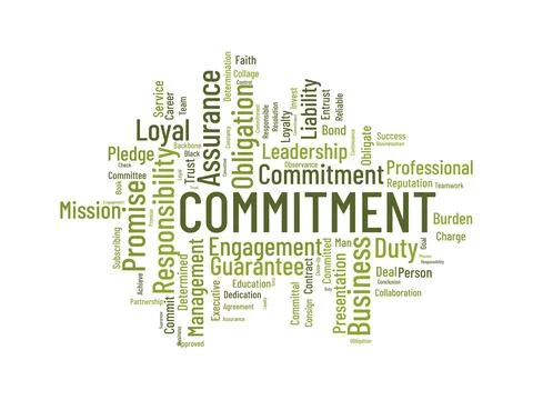 Word cloud background concept for Commitment. Responsibility engagement, bu.. 库存插图