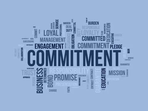 Word cloud background concept for Commitment. Responsibility engagement, bu.. Stock Illustration