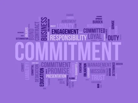 Word cloud background concept for Commitment. Responsibility engagement, bu.. Stock Illustration