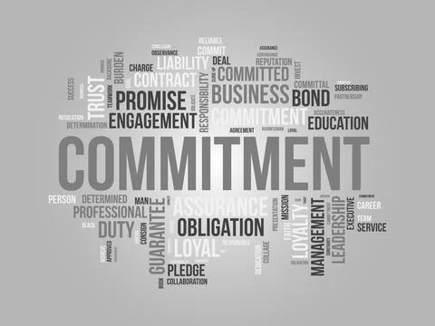 Word cloud background concept for Commitment. Responsibility engagement, bu.. Stock Illustration