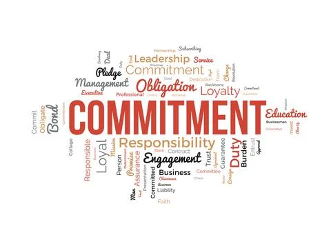 Word cloud background concept for Commitment. Responsibility engagement, bu.. Stock Illustration