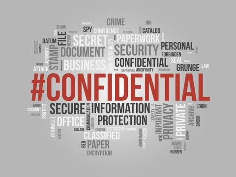 Word cloud background concept for Confidential. Secret information authorit.. Stock Illustration
